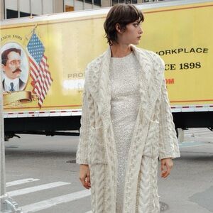 ZARA CABLE KNIT SWEATER COAT